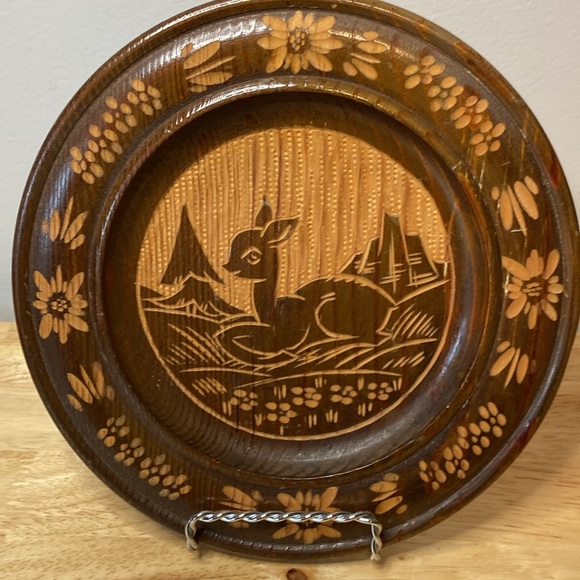 Poland , Polish Folk Art Carved Wood plate - Picture 2 of 3